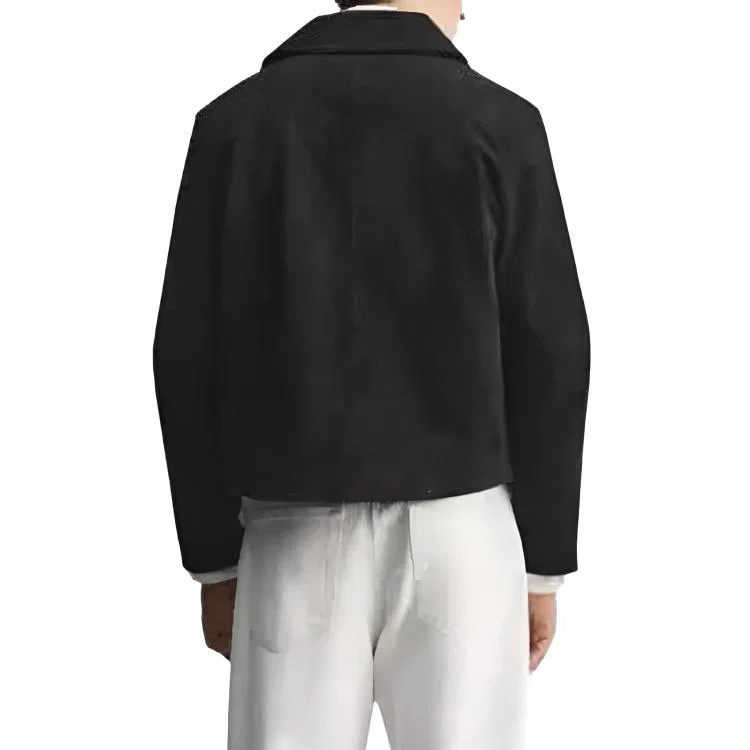 Мужская кожаная куртка с лацканами, ZARA, Black — фото 4