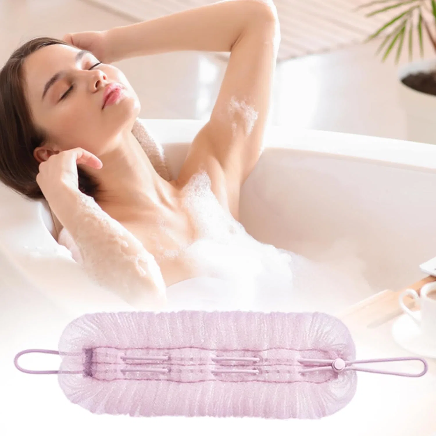 Мочалка для душа 2 в 1, Generisch, 1 шт, 14x49 см, Purple — фото 3