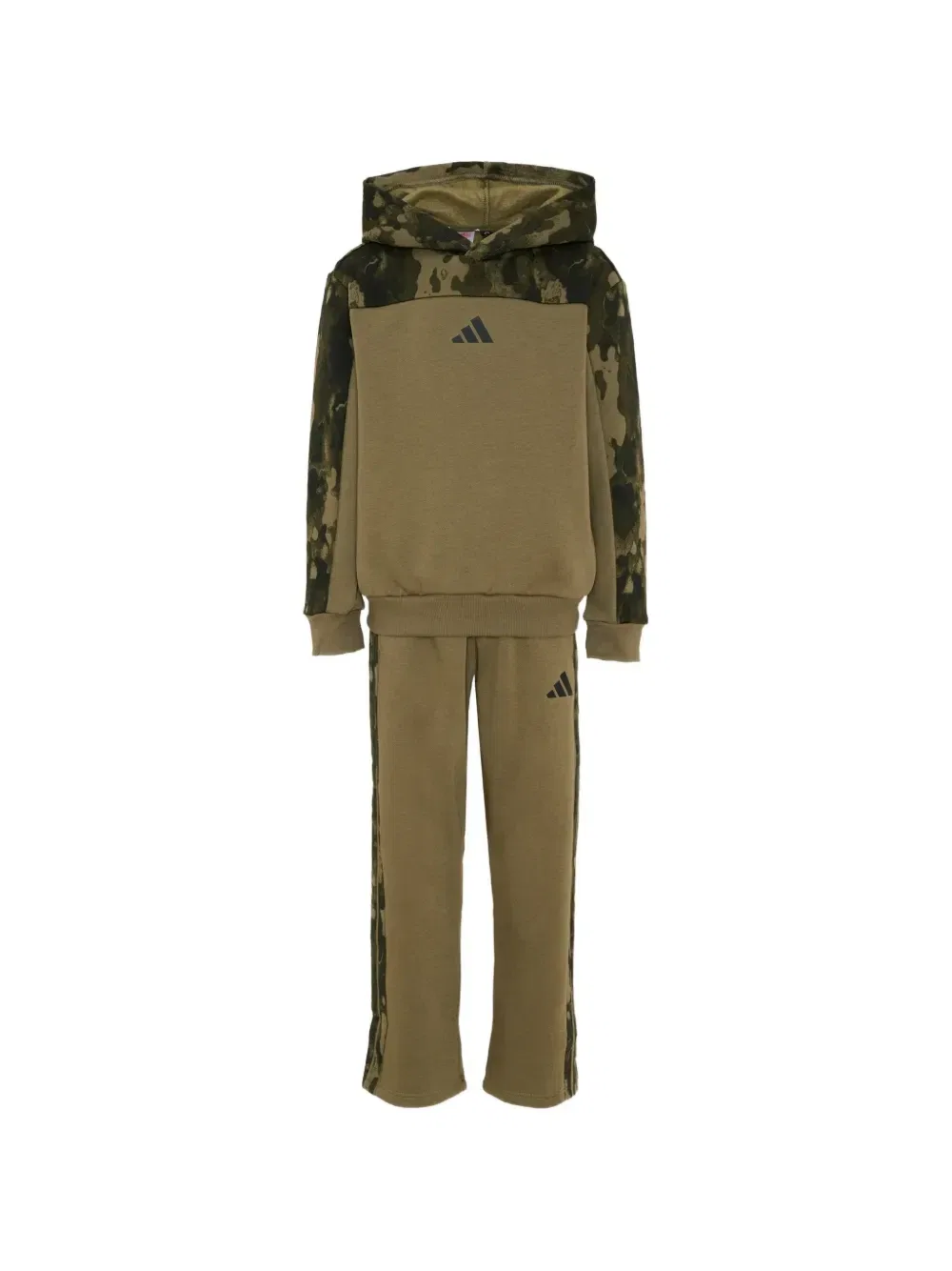 Спортивный костюм с камуфляжным принтом и логотипом adidas Kids, зеленый
