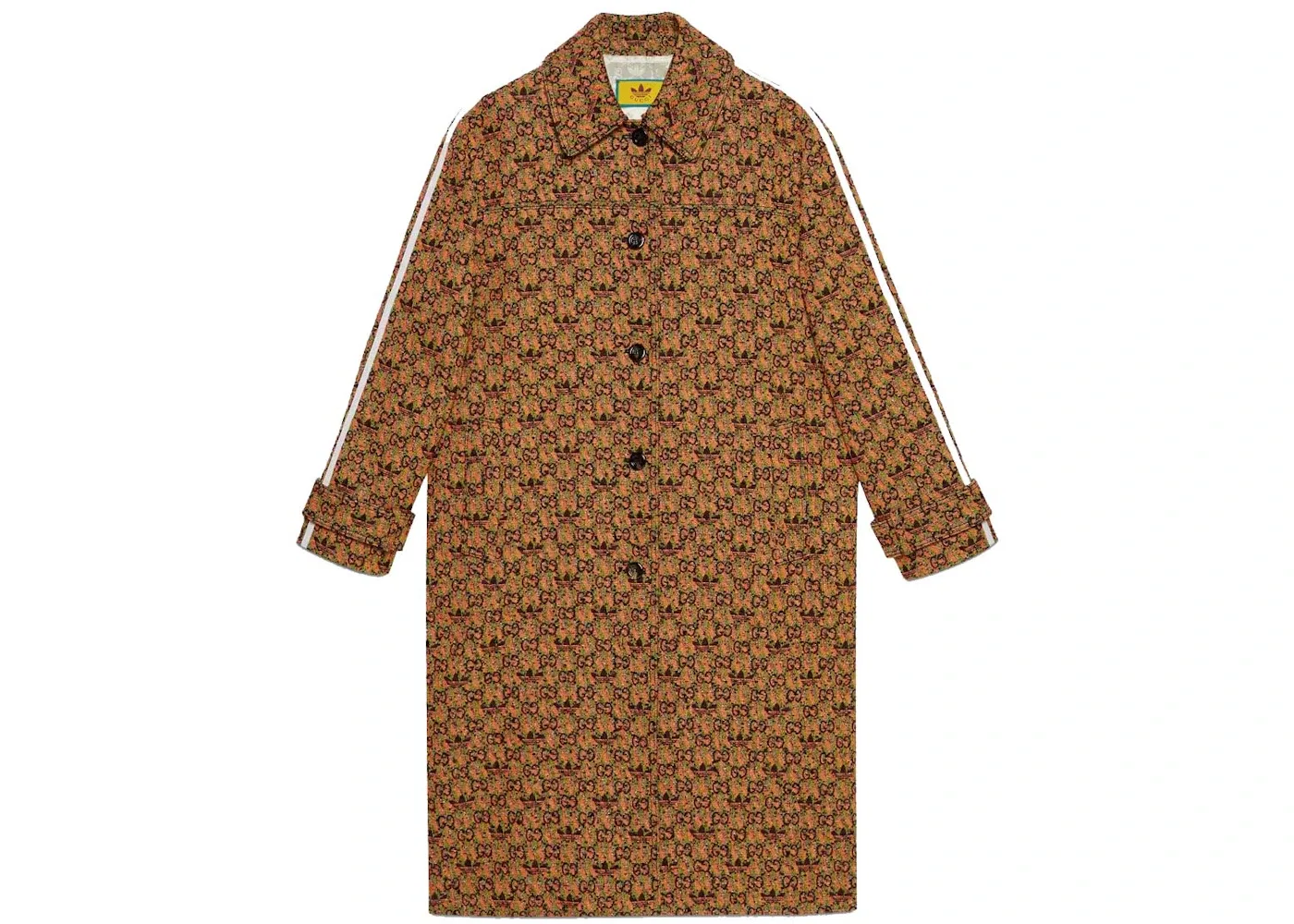 Женское пальто с принтом GG Trefoil Gucci x Adidas, Black/Orange