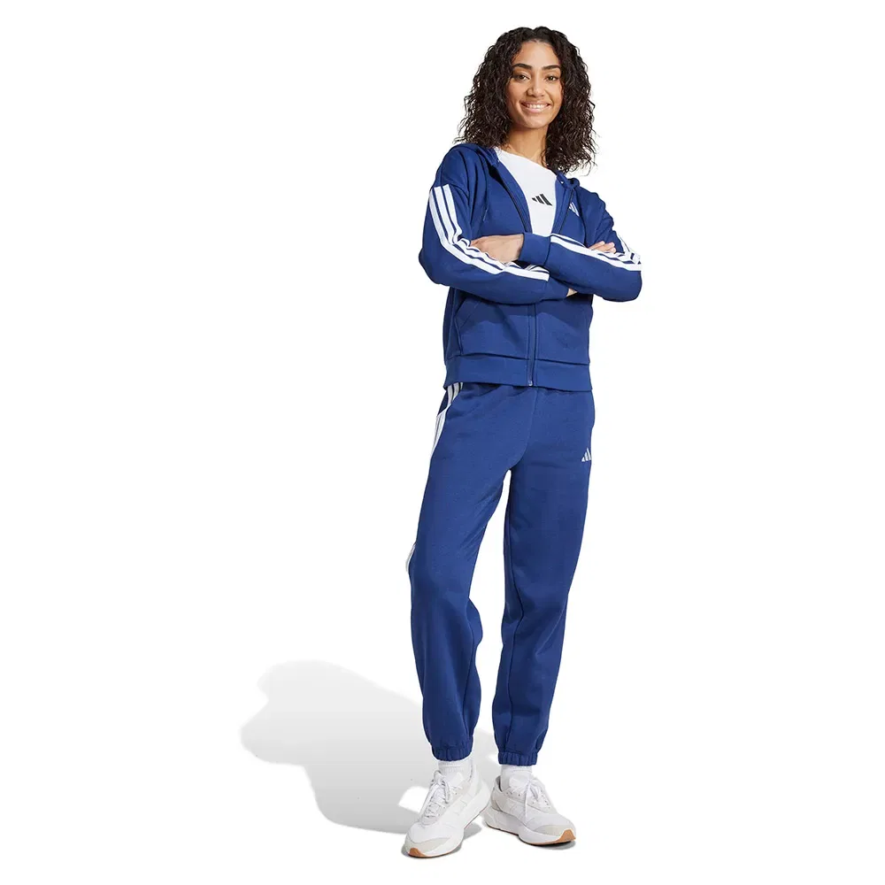 Худи на молнии Adidas Essentials 3 Stripes Fleece, синий — фото 3