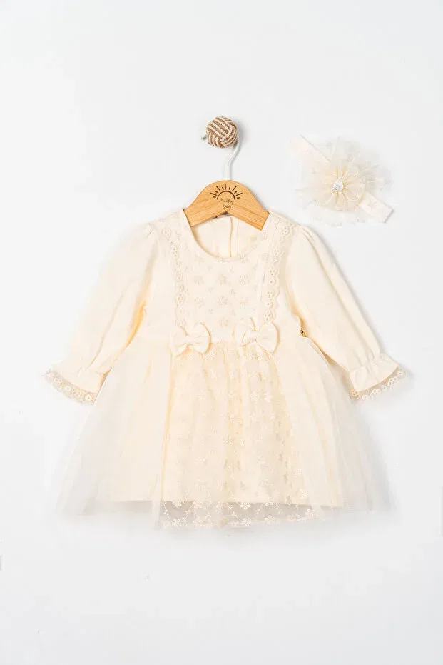 Детское платье для девочек с длинным рукавом Miniday Baby, Nude Color — фото 3