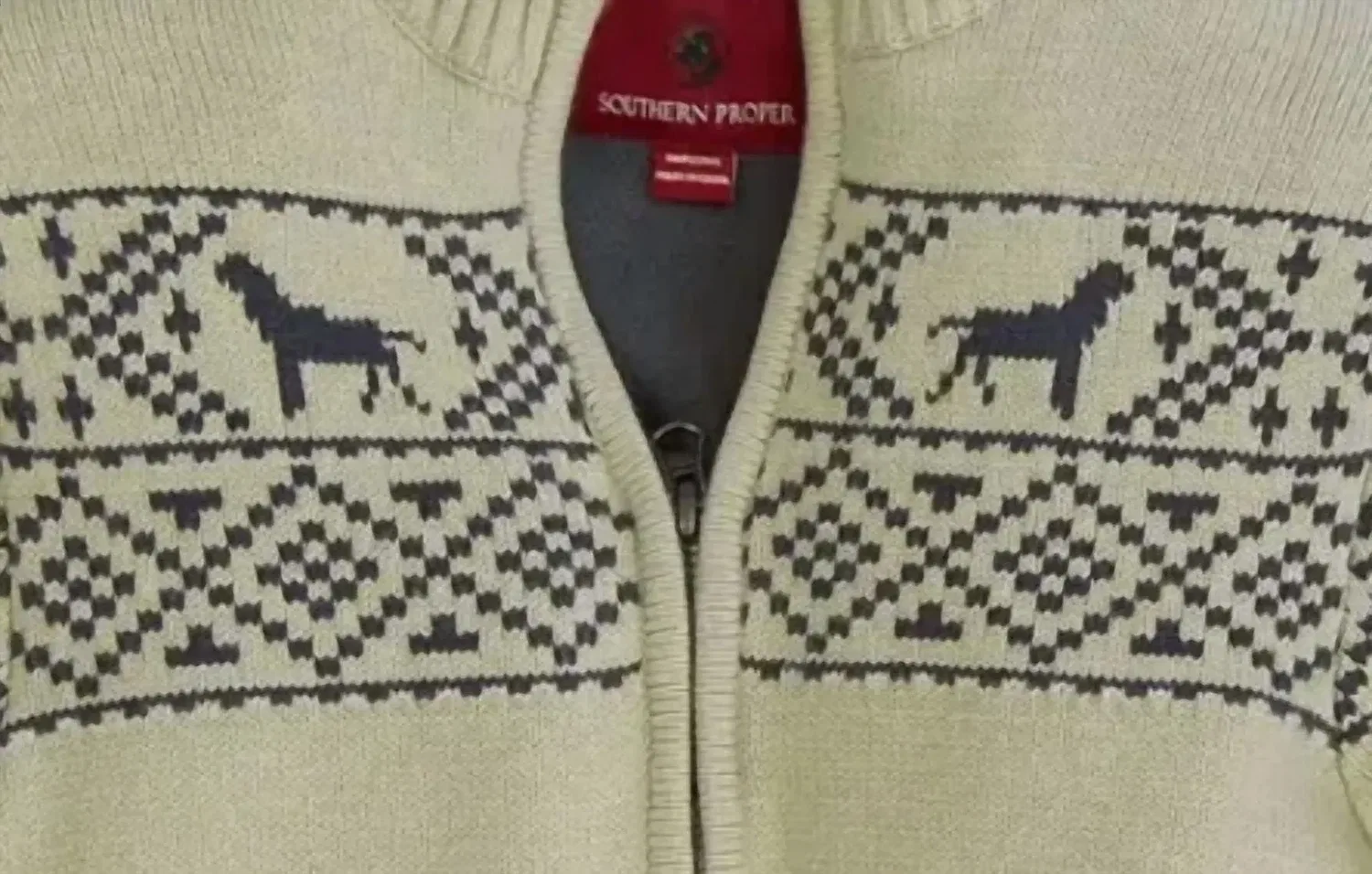 Детский свитер-куртка на молнии с фактурным узором Farm Fair Isle SOUTHERN PROPER, бежевый — фото 2