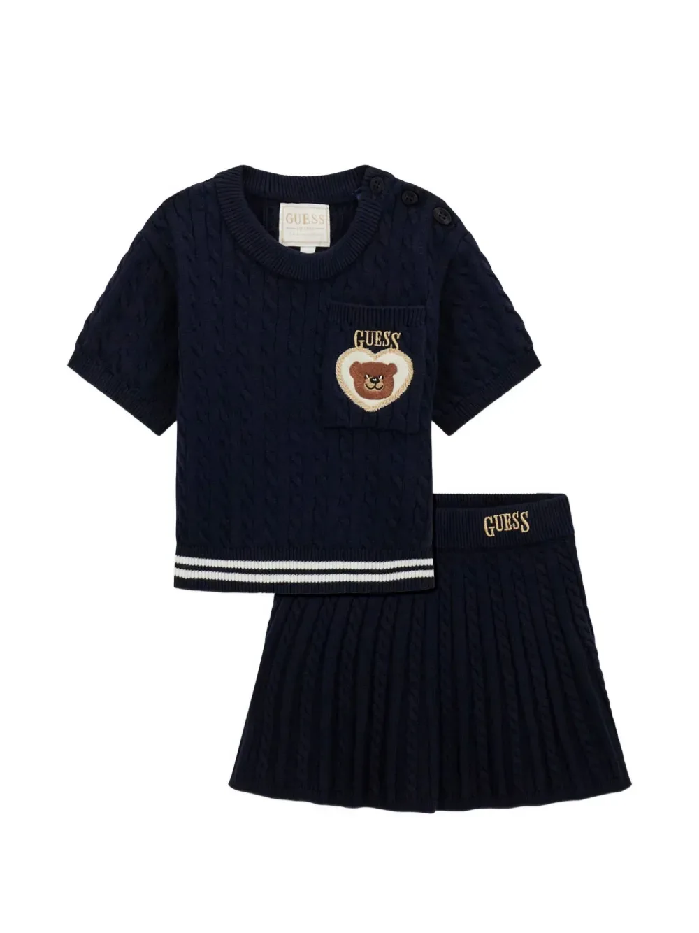 Комплект с юбкой из вязаного трикотажа косами Guess kids, синий