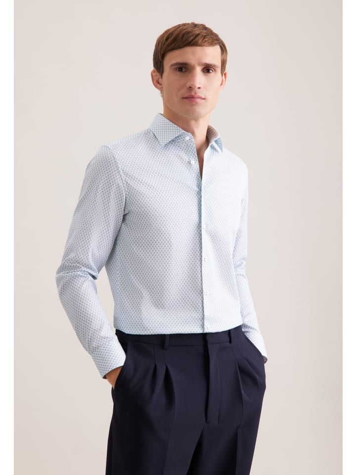 

Seidensticker Приталенная деловая рубашка бирюзового цвета