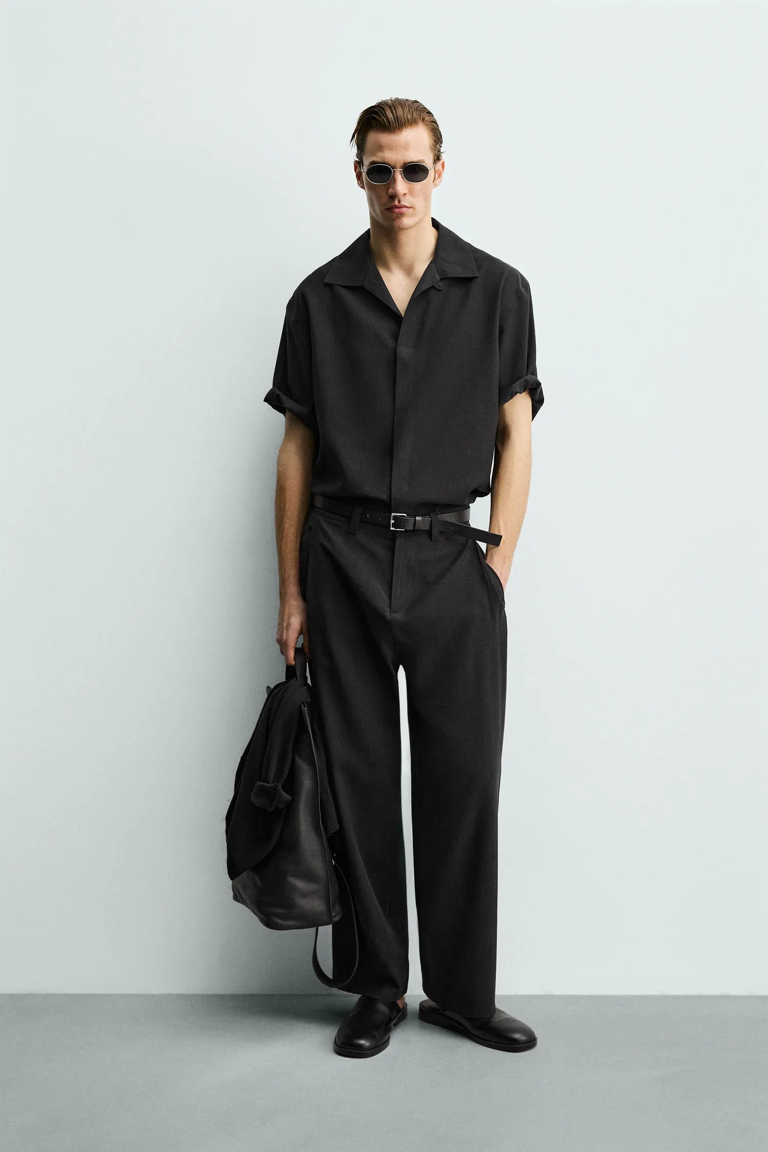 Свободная рубашка свободного кроя Zara, черный