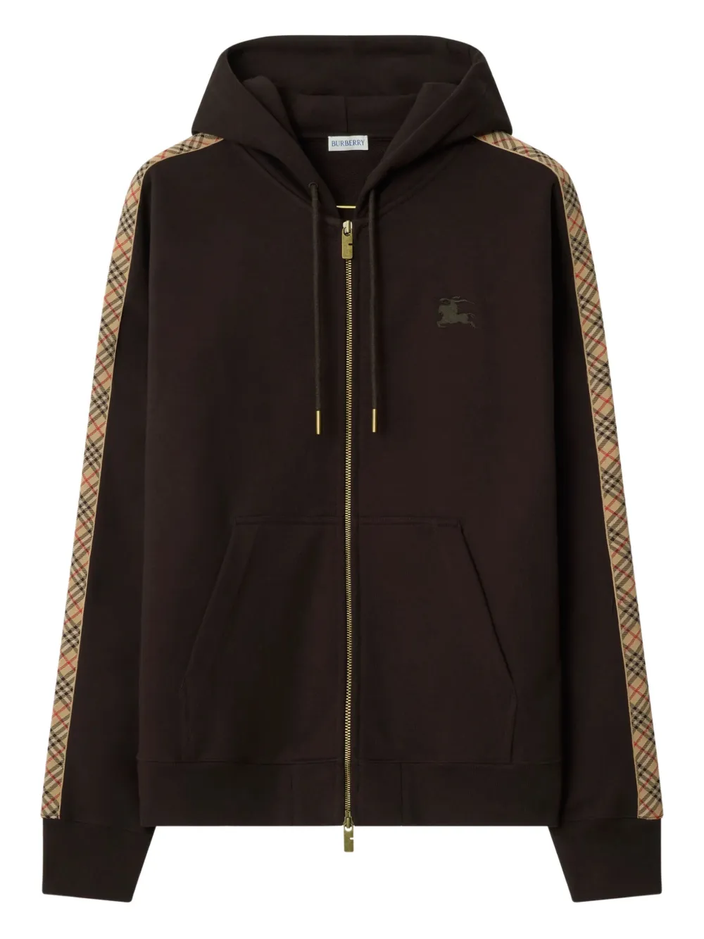 

Худи на молнии с отделкой в клетку BURBERRY, коричневый