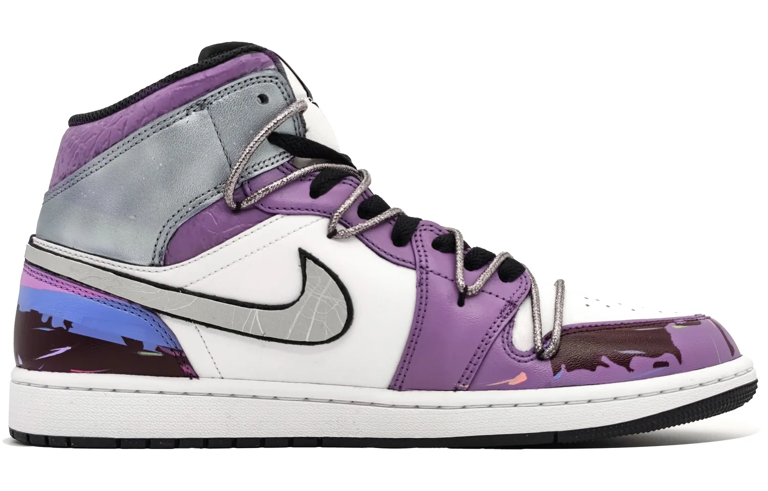Jordan Кроссовки мужские Air 1 Mid top Vintage дышащие, устойчивые к истиранию, Cyber Purple — фото 4
