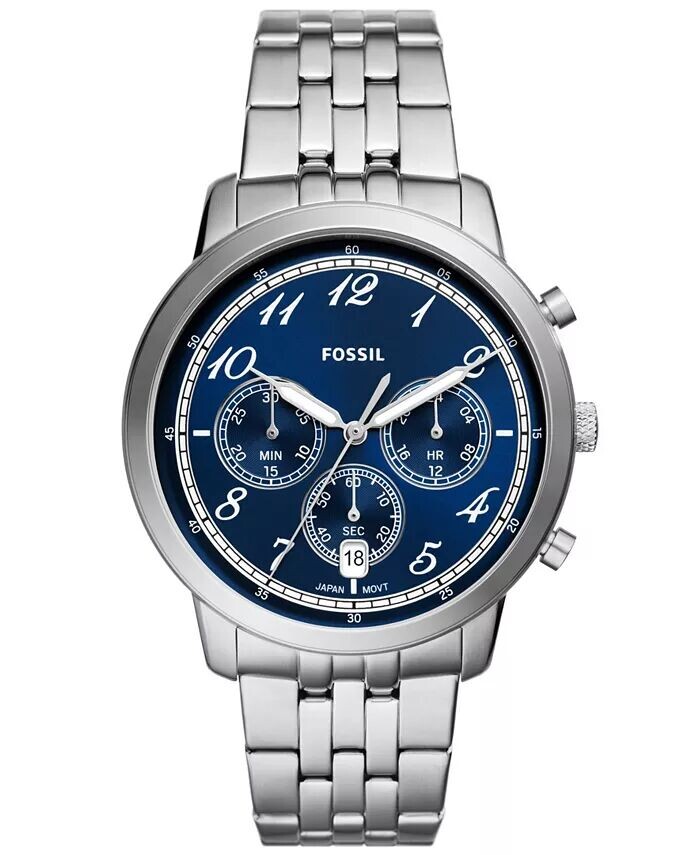

Мужские часы Neutra Chronograph из нержавеющей стали серебристого цвета, 44 мм Fossil, серый