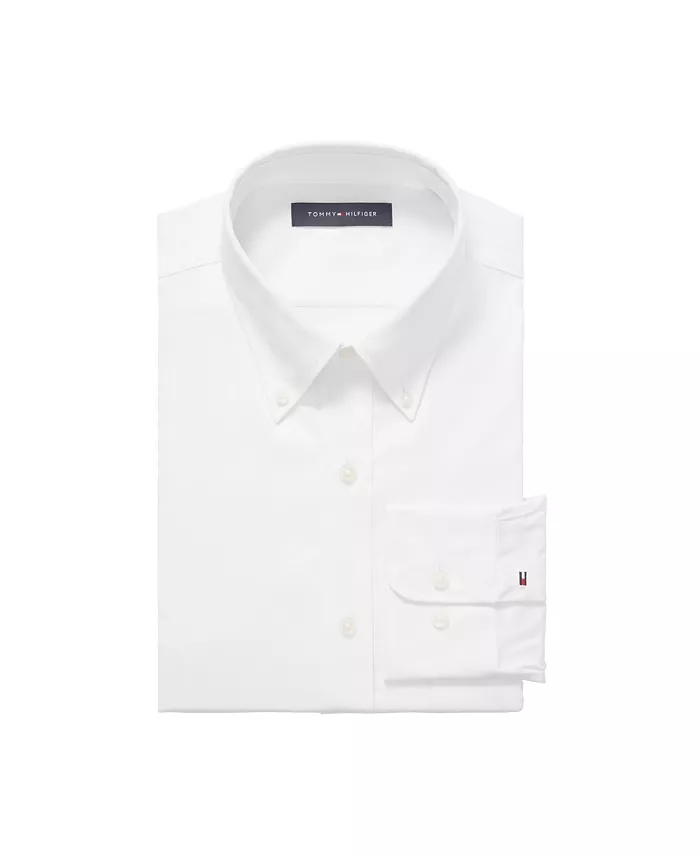 Мужская рубашка TH Flex Regular Fit из непромокаемого эластичного твила Tommy Hilfiger, белый — фото 3
