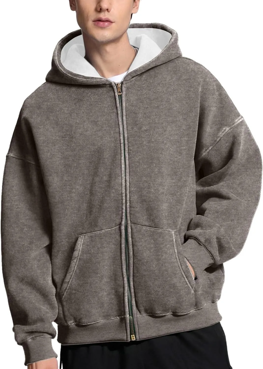 

Мужская худи с молнией casual oversized acid wash XDFVC