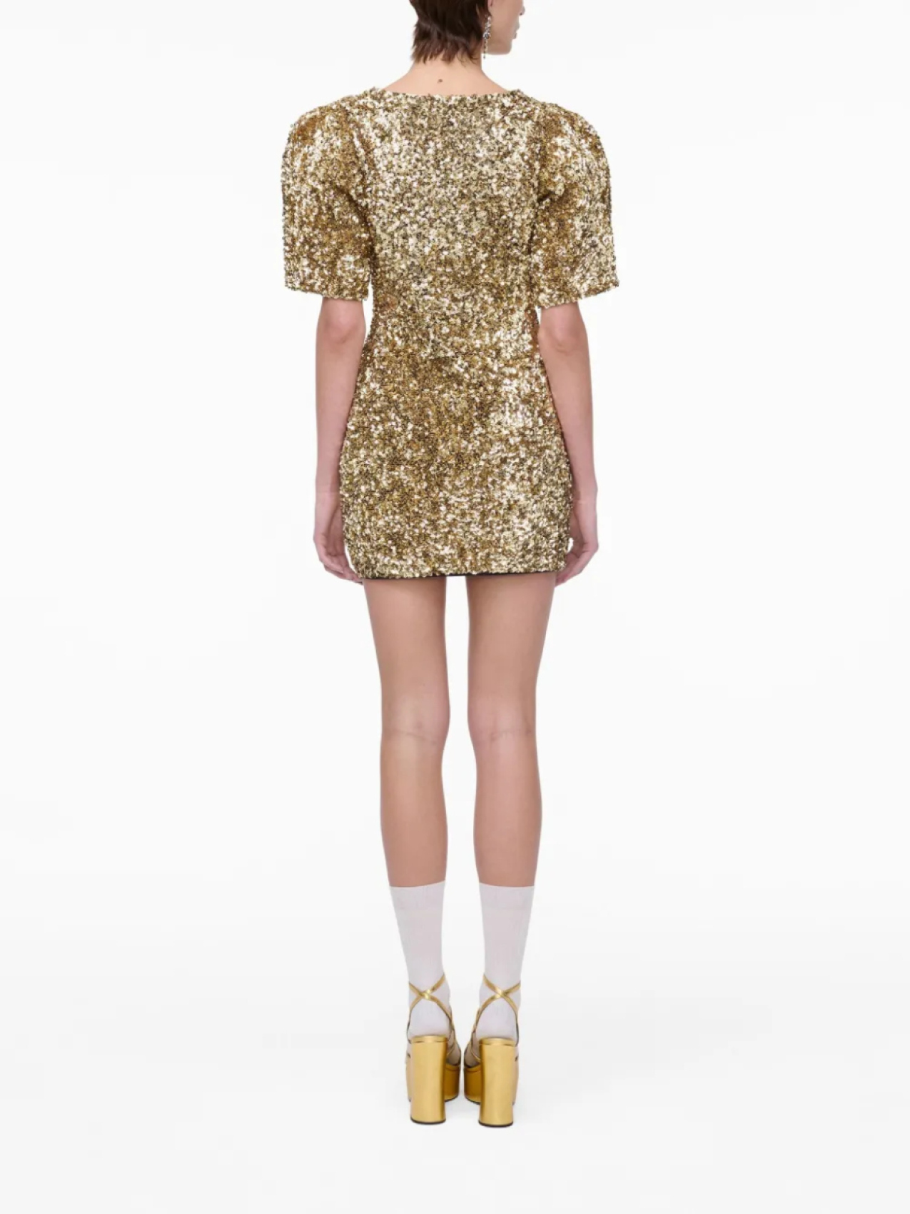 Marc Jacobs платье мини с пайетками, золотой — фото 4