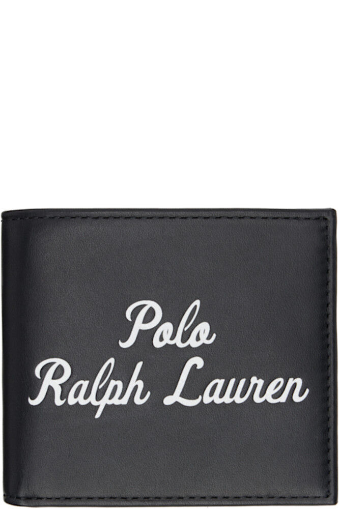

Черный гладкий кожаный бумажник-купюрница Polo Ralph Lauren