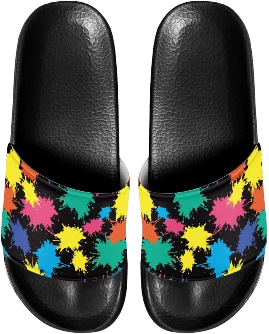 

Противоскользящие сланцы для женщин и мужчин, открытые босоножки для дома, удобные плоские шлепанцы для ванной и пляжа Annejudy, Splash Pattern