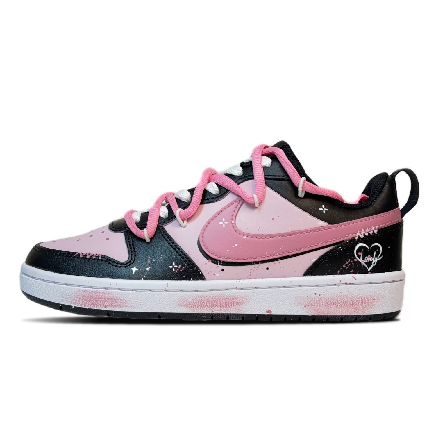 

Кроссовки Nike Court Borough Skateboard Shoes Women's Low-Top Black Pink, Черный, Кроссовки Nike Court Borough Skateboard Shoes Women's Low-Top Black Pink