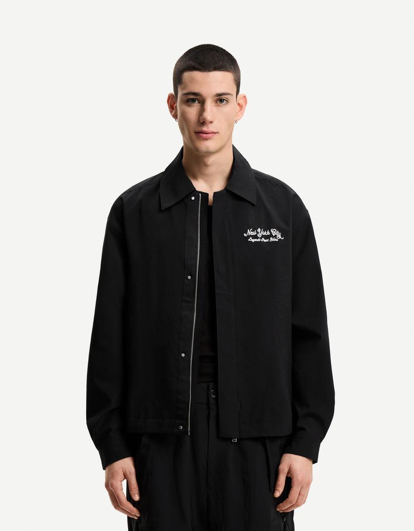 

Куртка из сирсакера Bershka, черный