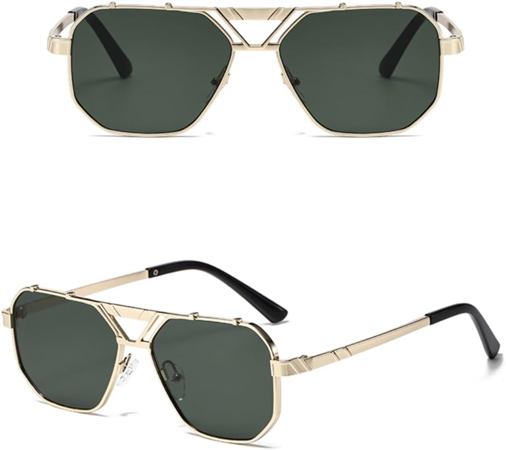 

Ретро-солнцезащитные очки с двойной перемычкой, квадратной формы, для женщин, металлические, роскошные, для вождения, защита от УФ-излучения UV400, для мужчин, с градиентными линзами HPIRME, 4