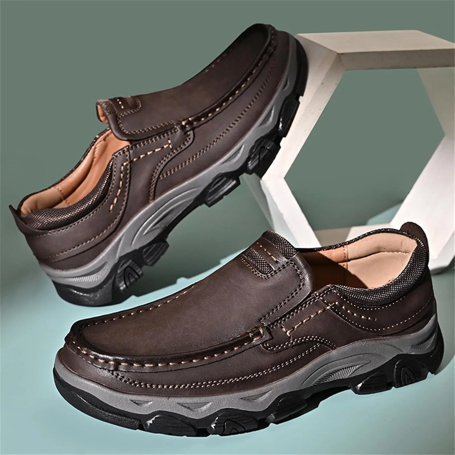 Мокасины кожаные Loafers Dark Brown-1 HOUDBDOL — фото 3