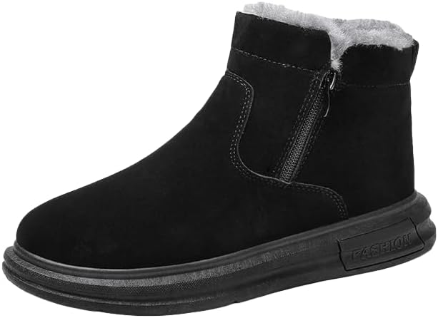 

Мужские зимние водонепроницаемые ботинки Hhhchpm Snow с меховой подкладкой, теплые ботинки до щиколотки с молнией, удобные ботинки для прогулок на открытом воздухе, черный