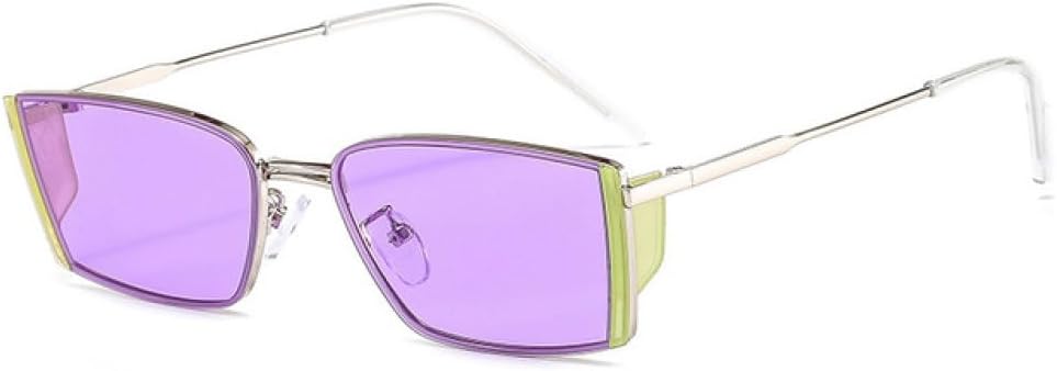 

Панк-очки, маленькие прямоугольные, для женщин и мужчин, модные квадратные солнцезащитные очки для женщин, в стиле стимпанк, ретро, ​​очки с защитой от УФ-излучения UV400 generic, Silver-purple