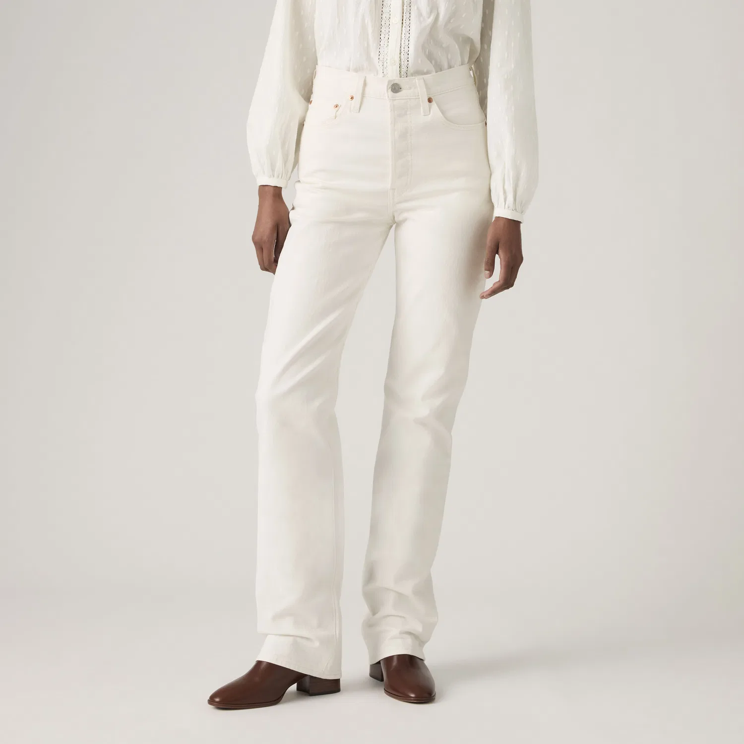 Женские прямые джинсы с ребристой текстурой и полной длиной Levi's, White — фото 2