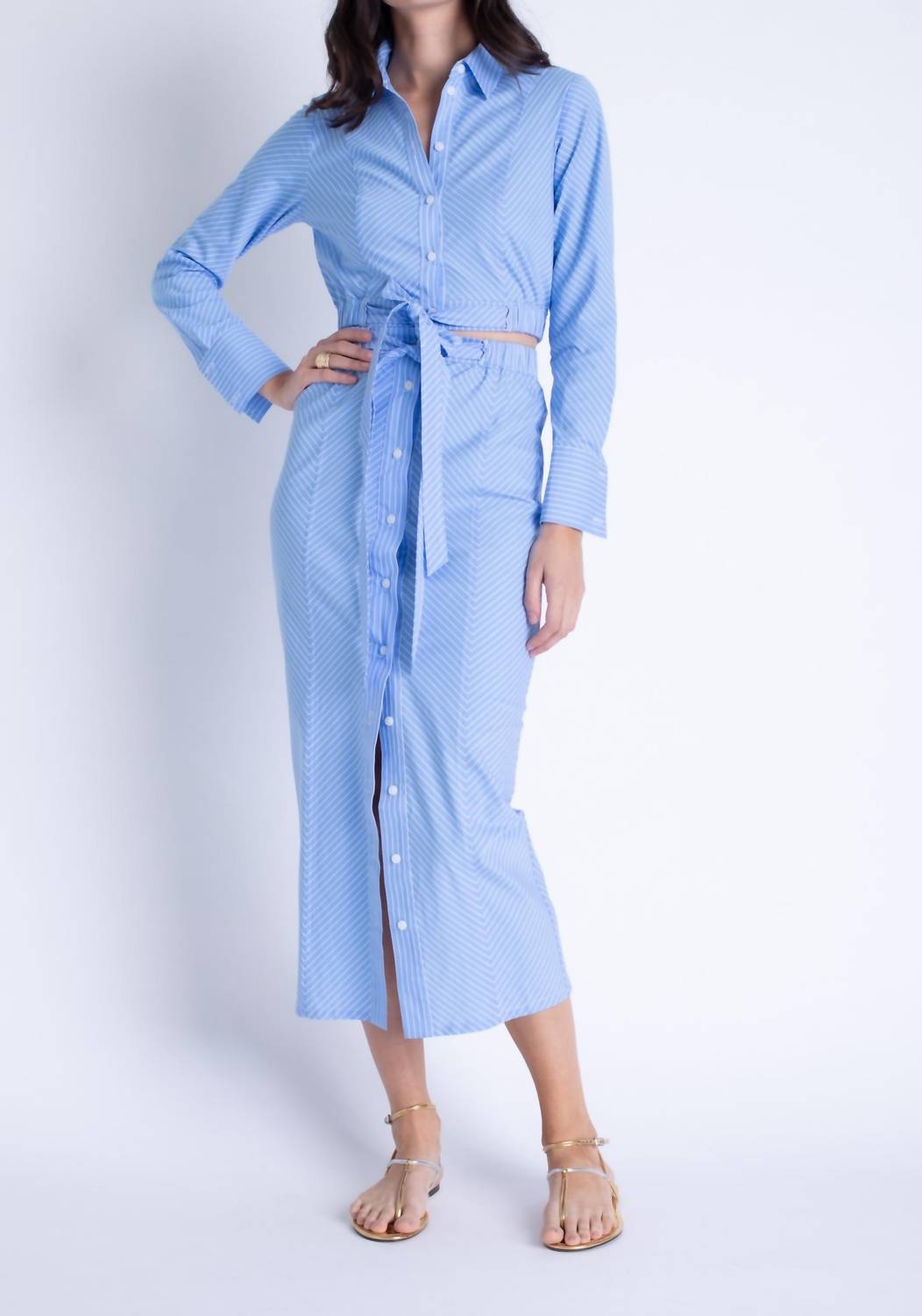 

Лила миди-юбка в синюю полоску Karina Grimaldi