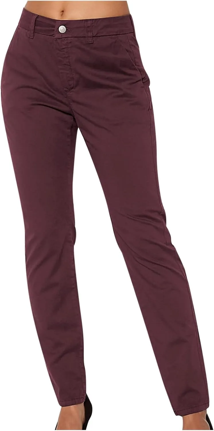 

Uillui женские прямые брюки stretch slim leg с карманами