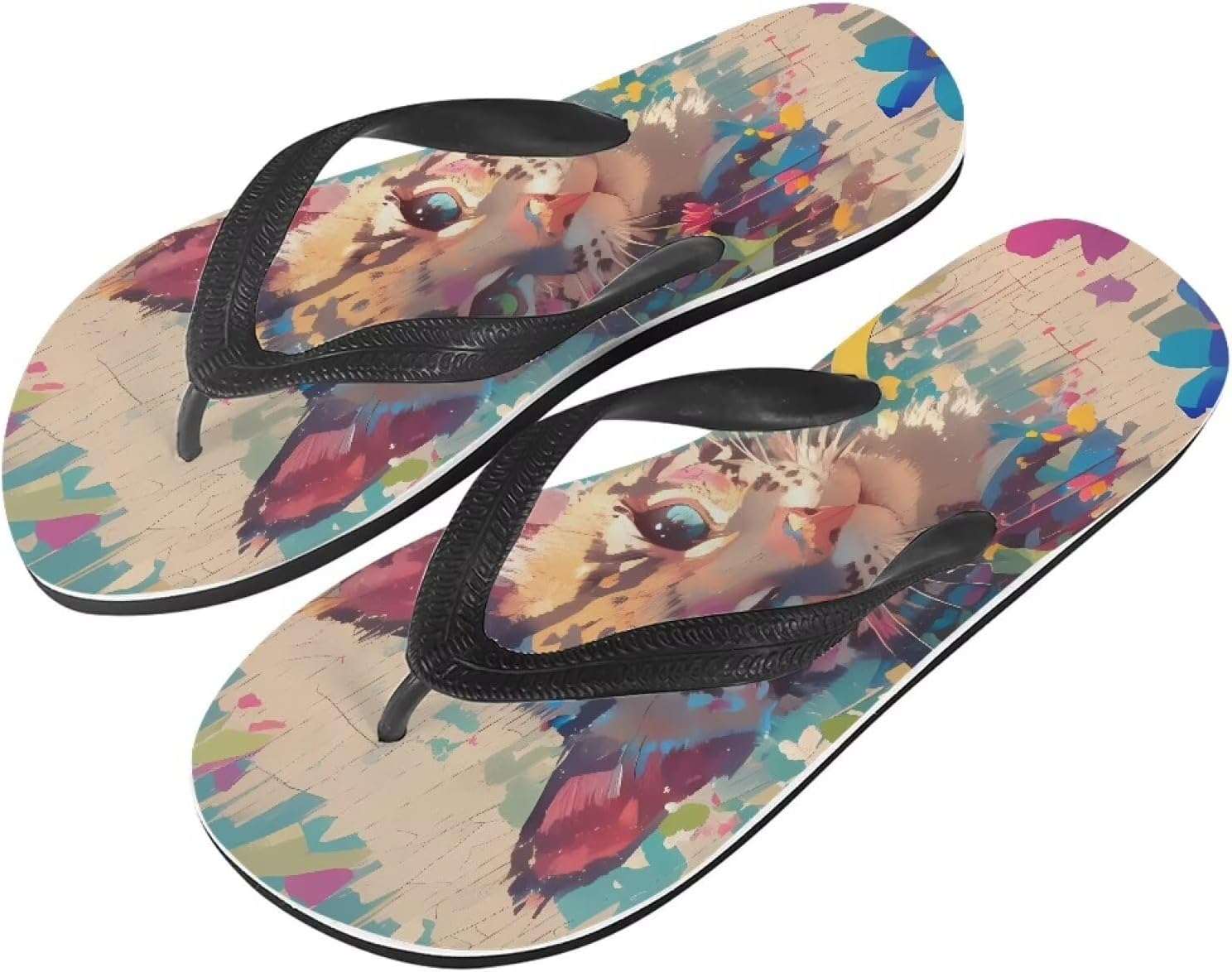 

Женские пляжные шлепанцы Semiouray с морской волной, милые ортопедические шлепанцы с лотосом, легкие плоские сандалии для дома и улицы на лето, Watercolor Leopard Cat