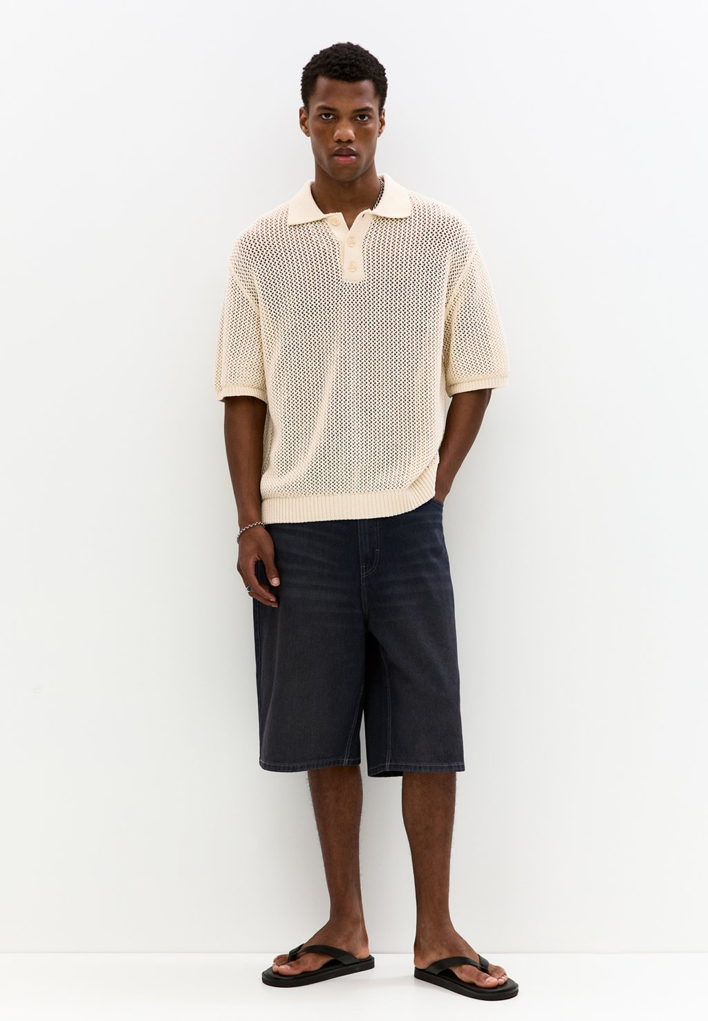 

Рубашка поло PULL&BEAR, белый