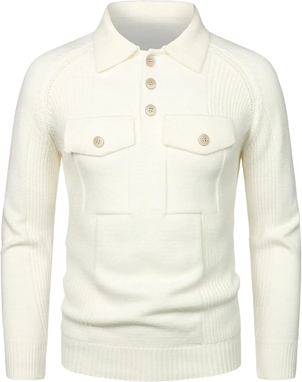 

Мужской свитер Slim fit с лацканом и регланными рукавами Bestgift