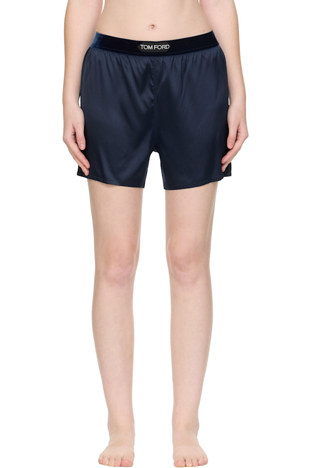 

Tom Ford Трусы-Боксеры из эластичного шелкового атласа темно-синего цвета