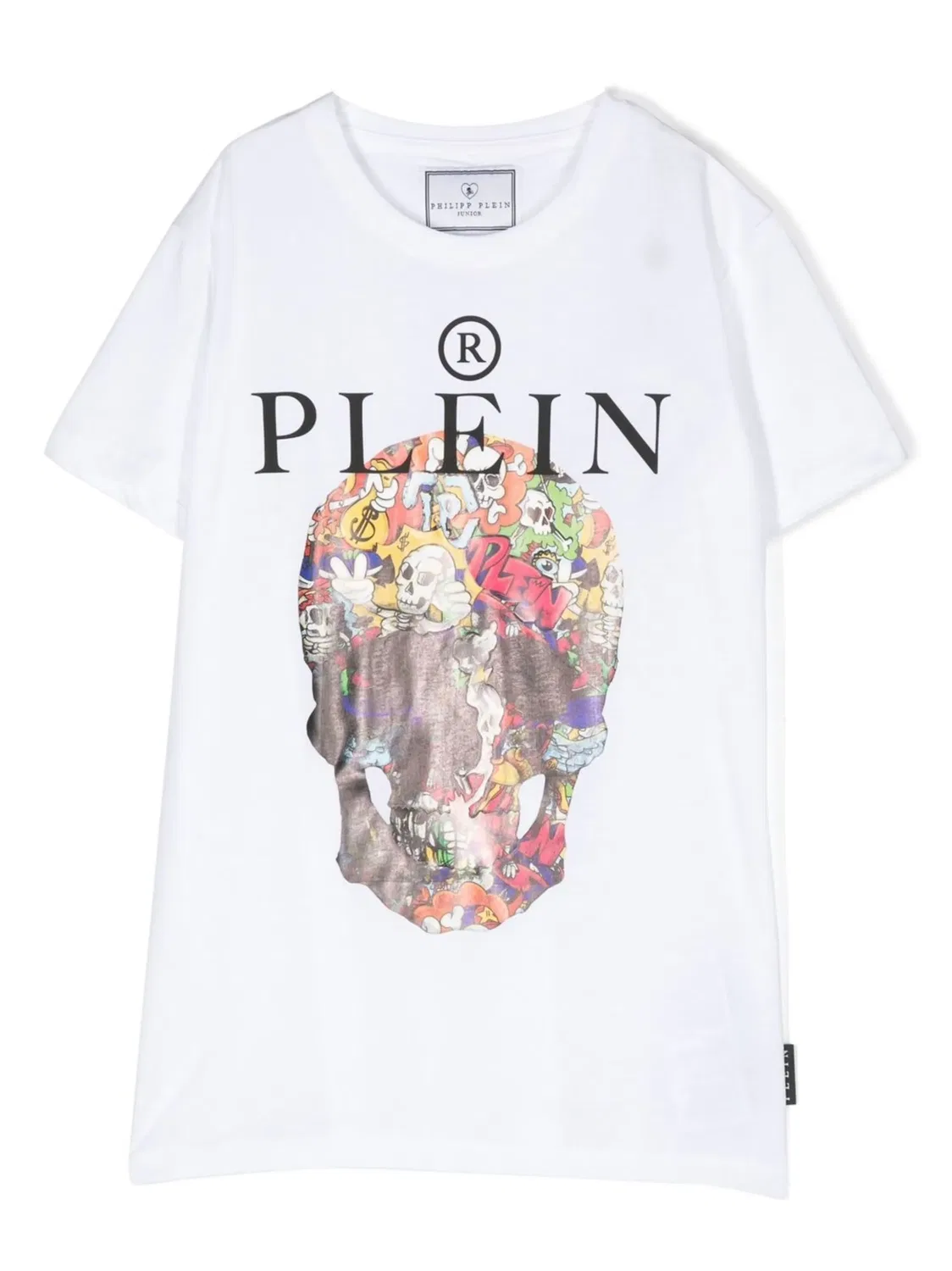 Детская футболка с принтом черепа Philipp Plein, белый