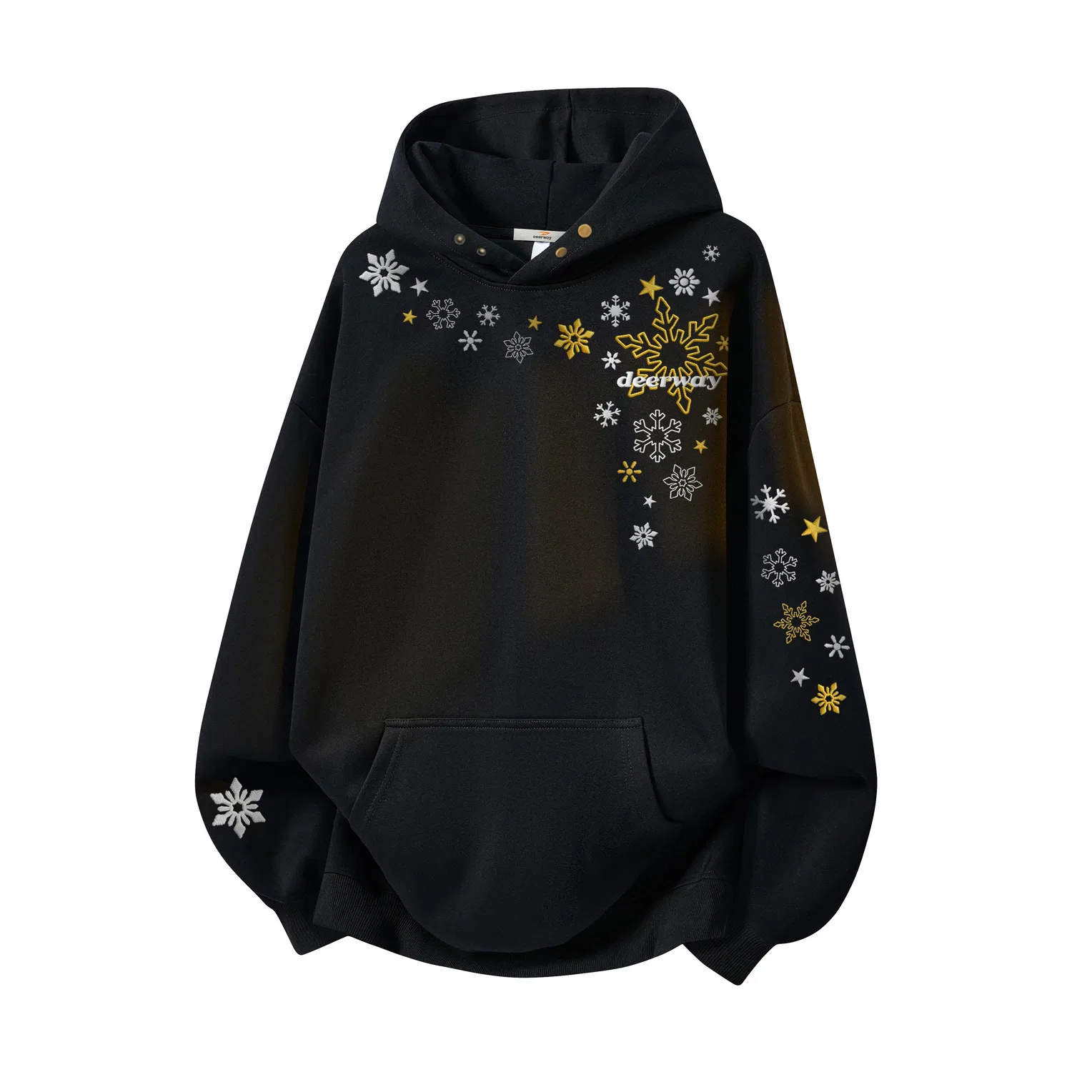 Детский свитшот с капюшоном, флисовой подкладкой, модель DEERWAY, Black-Yellow