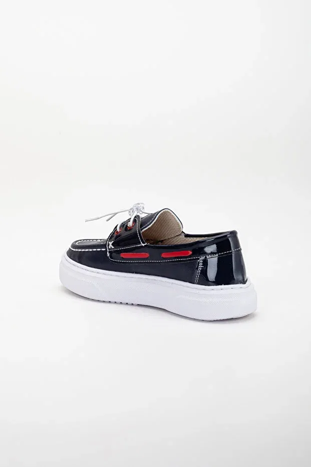 Детские туфли для мальчиков на плоской подошве Dn2S, Navy Blue-Red — фото 3