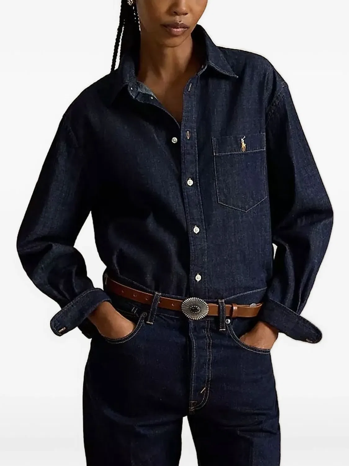 Джинсовая рубашка The Big синего цвета Polo Ralph Lauren, синий