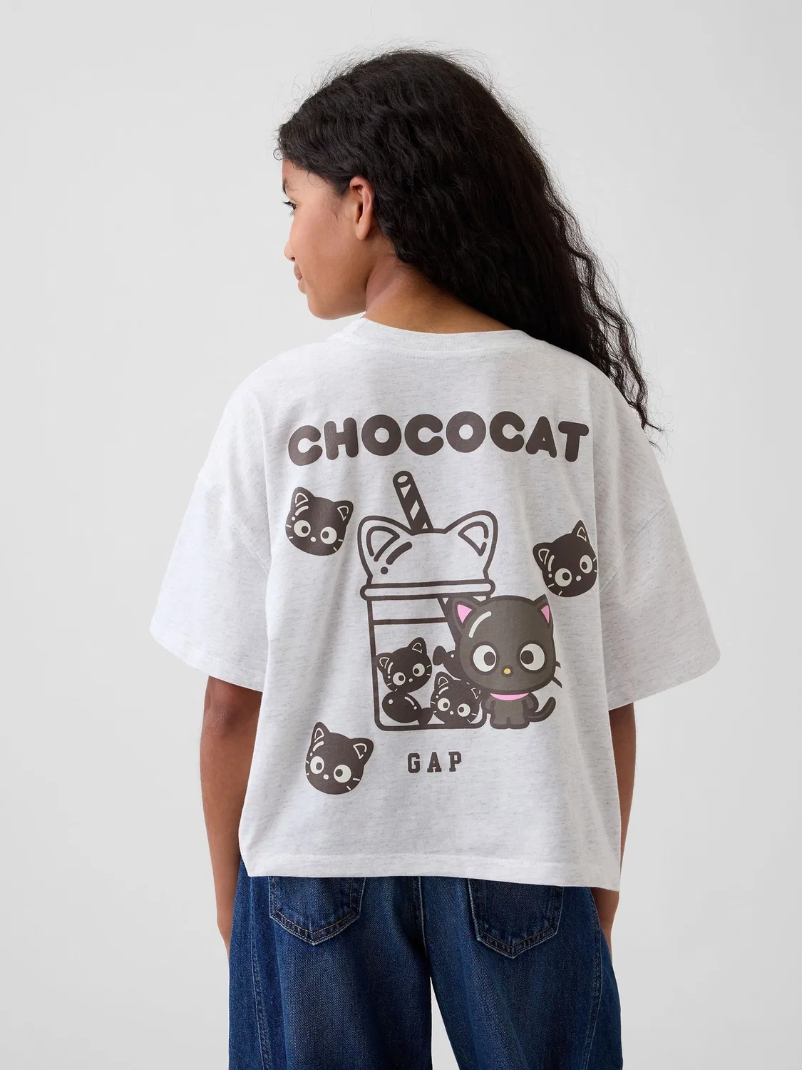 Футболка оверсайз Hello Kitty Gap, серая — фото 2