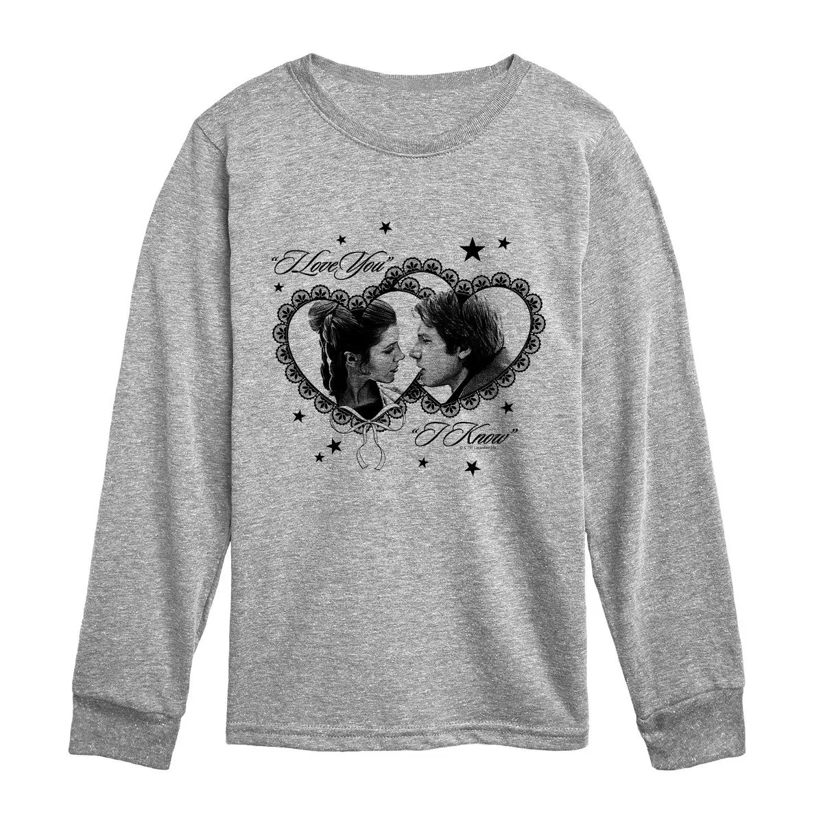 Детское лонгслив для мальчиков с принтом Star Wars Leia And Han Hearts, Star Wars, Athletic Heather