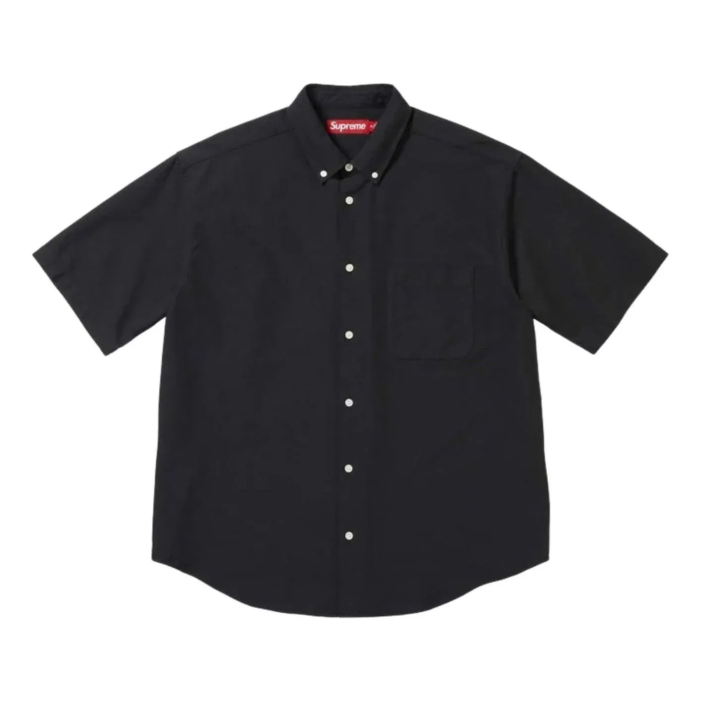 Мужская рубашка свободного кроя с длинным рукавом Supreme SS26 Loose Fit Oxford S/S Shirt, черный
