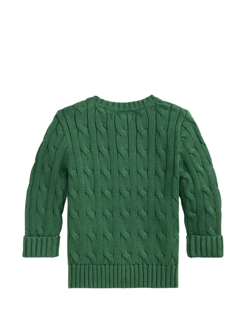 Хлопковый свитер крупной вязки Polo Ralph Lauren Kids, зеленый — фото 2