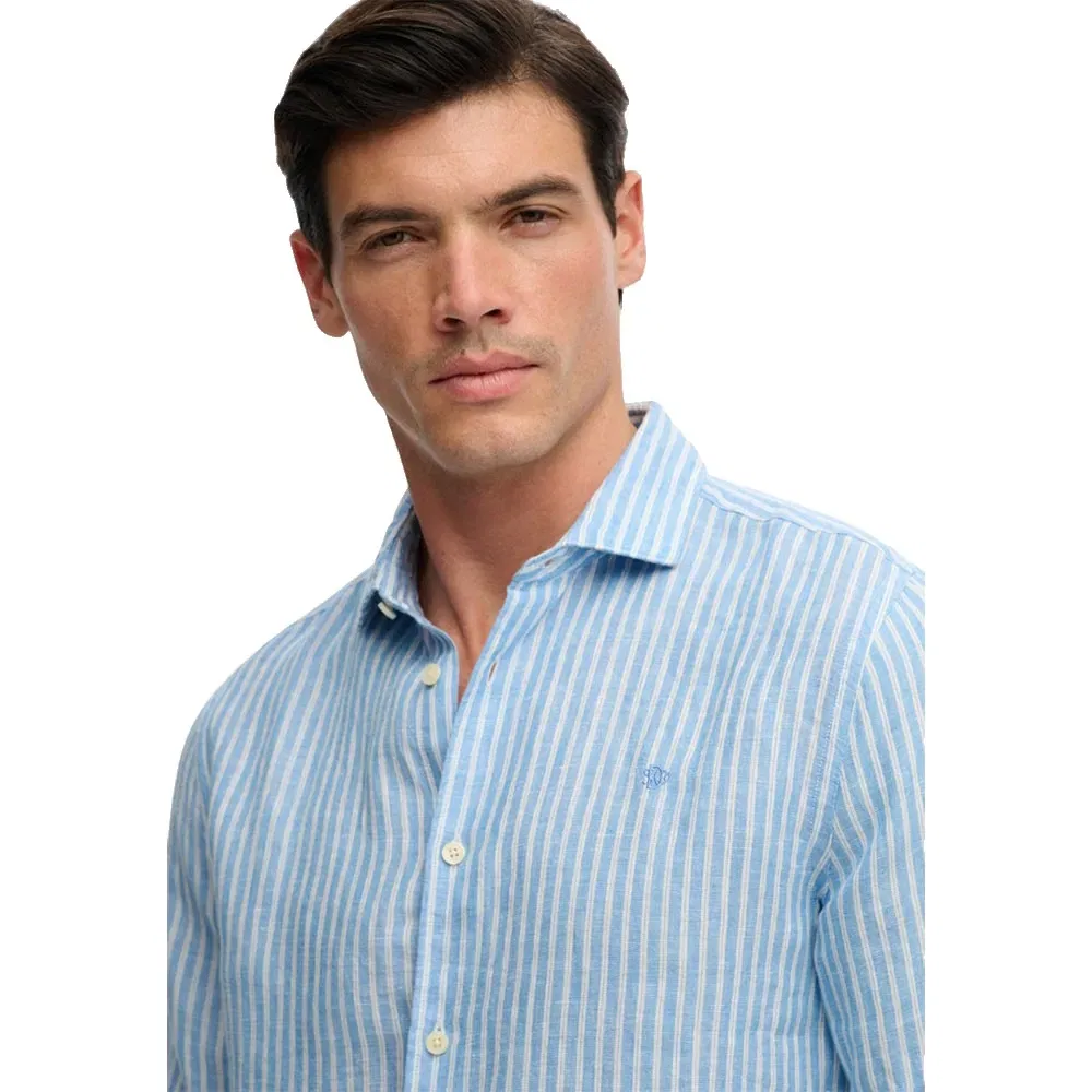 Рубашка с длинным рукавом Riviera Linen Superdry, синий — фото 4