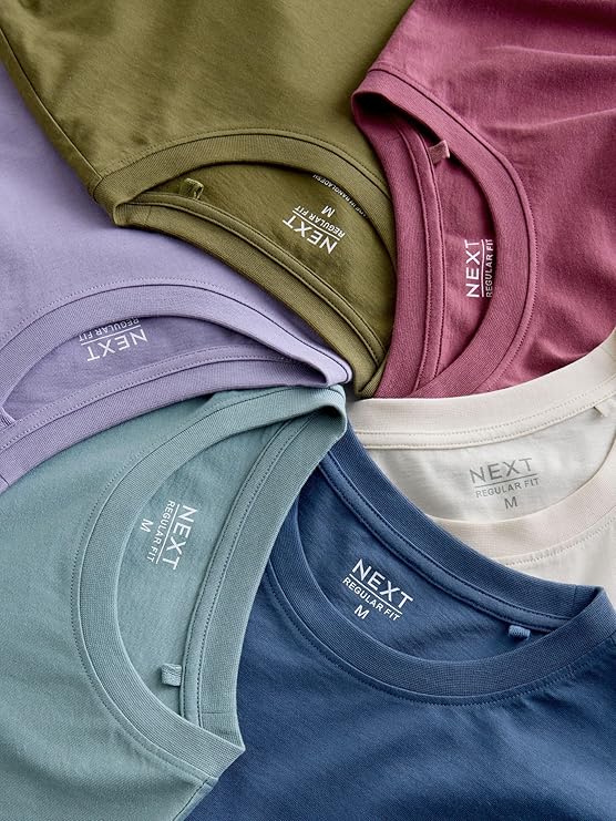Комплект футболок NEXT Basic Cotton Regular Fit, 6 предметов, мульти — фото 2