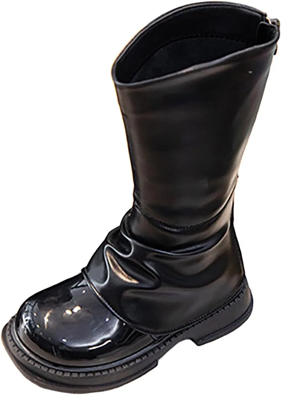 Детские сапоги для девочек с принтом, модель Girls Tall Mid Calf Riding Boots, Black
