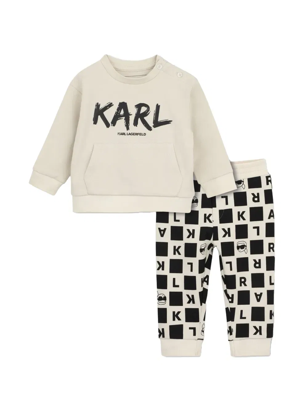 Комплект из толстовки и брюк с логотипом Karl Lagerfeld Kids, бежевый