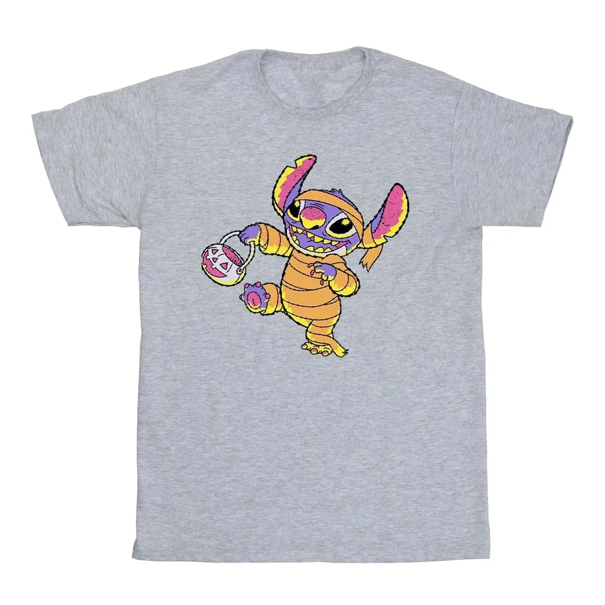Футболка с принтом Trick or treat Lilo & Stitch, Grey