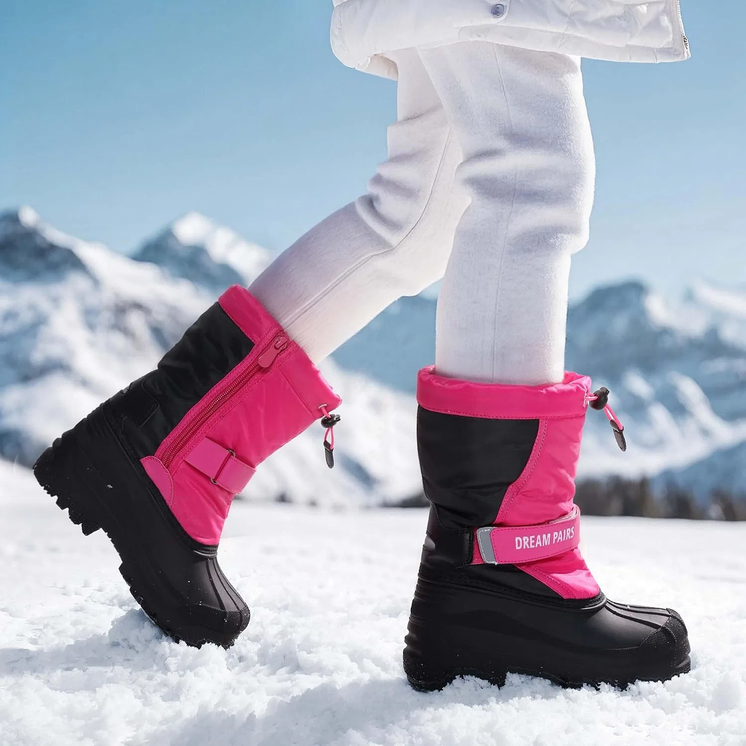 Детские зимние водонепроницаемые снежные ботинки DREAM PAIRS, Hot Pink — фото 2