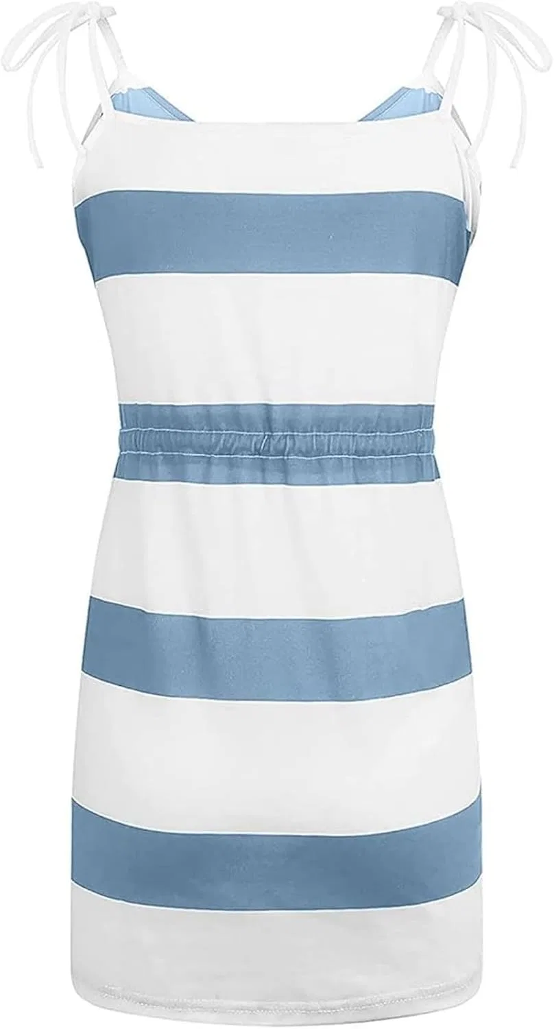 Женское летнее платье с V-образным вырезом и завязками на талии, Light Blue — фото 4