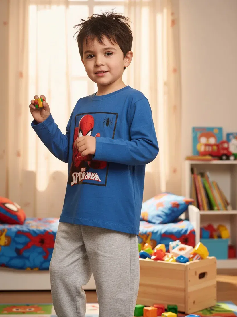 Пижамный комплект с длинным рукавом Marvel Spiderman Spiderman, синий — фото 3