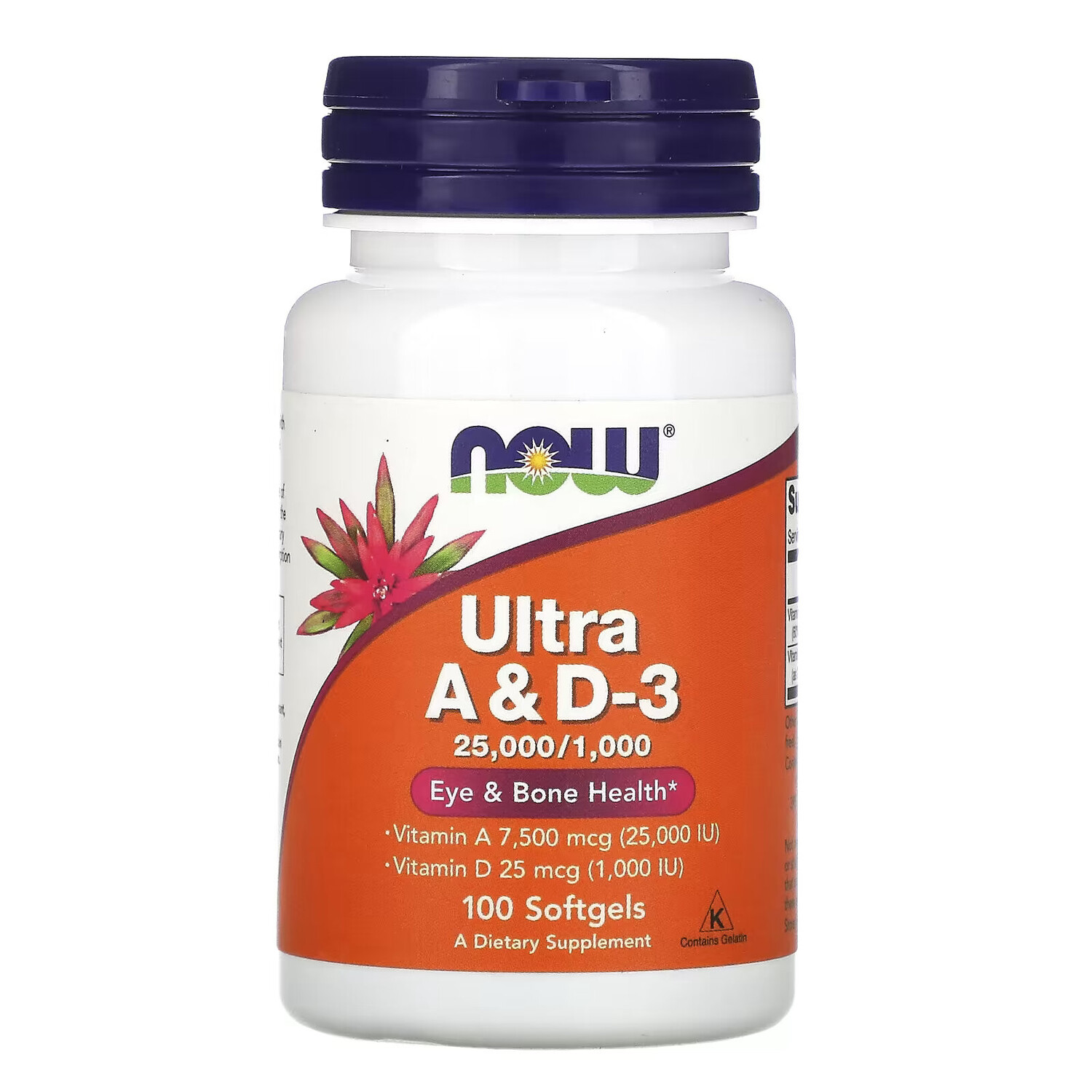 

NOW Foods, ультра-добавка, витамины A и D3, 100 капсул