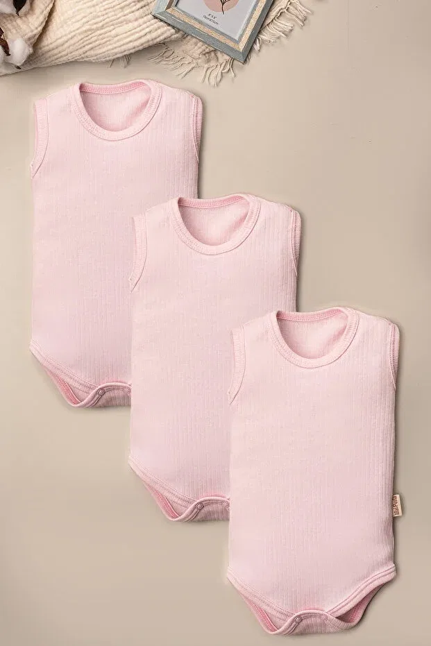 Детское боди-комплект хлопковый 3-предметный Basics Mai Perla, Pink
