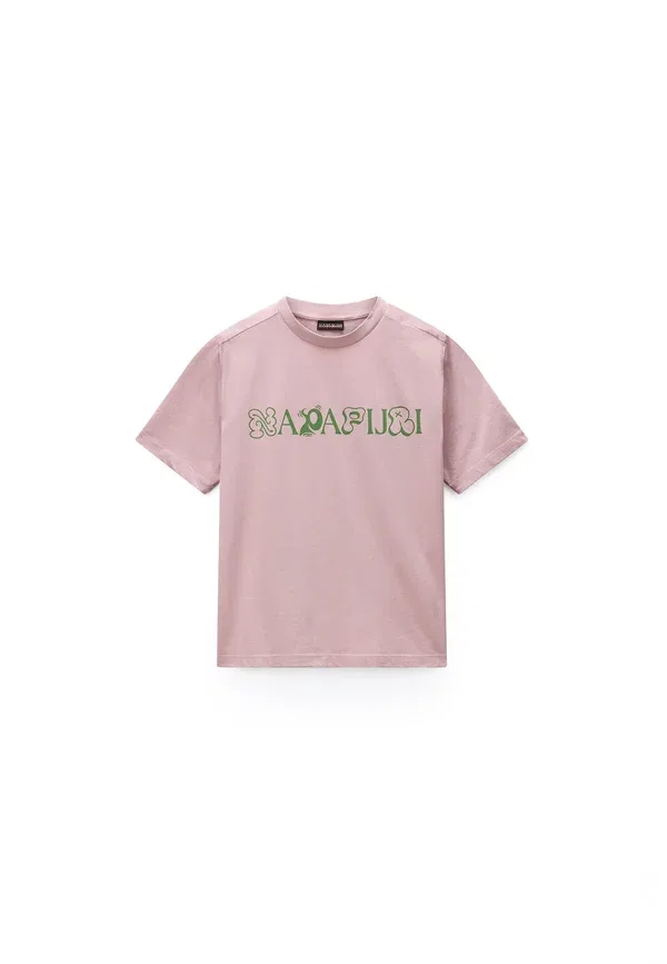 Футболка хлопковая с принтом Napapijri Pink Woodrose, розовый
